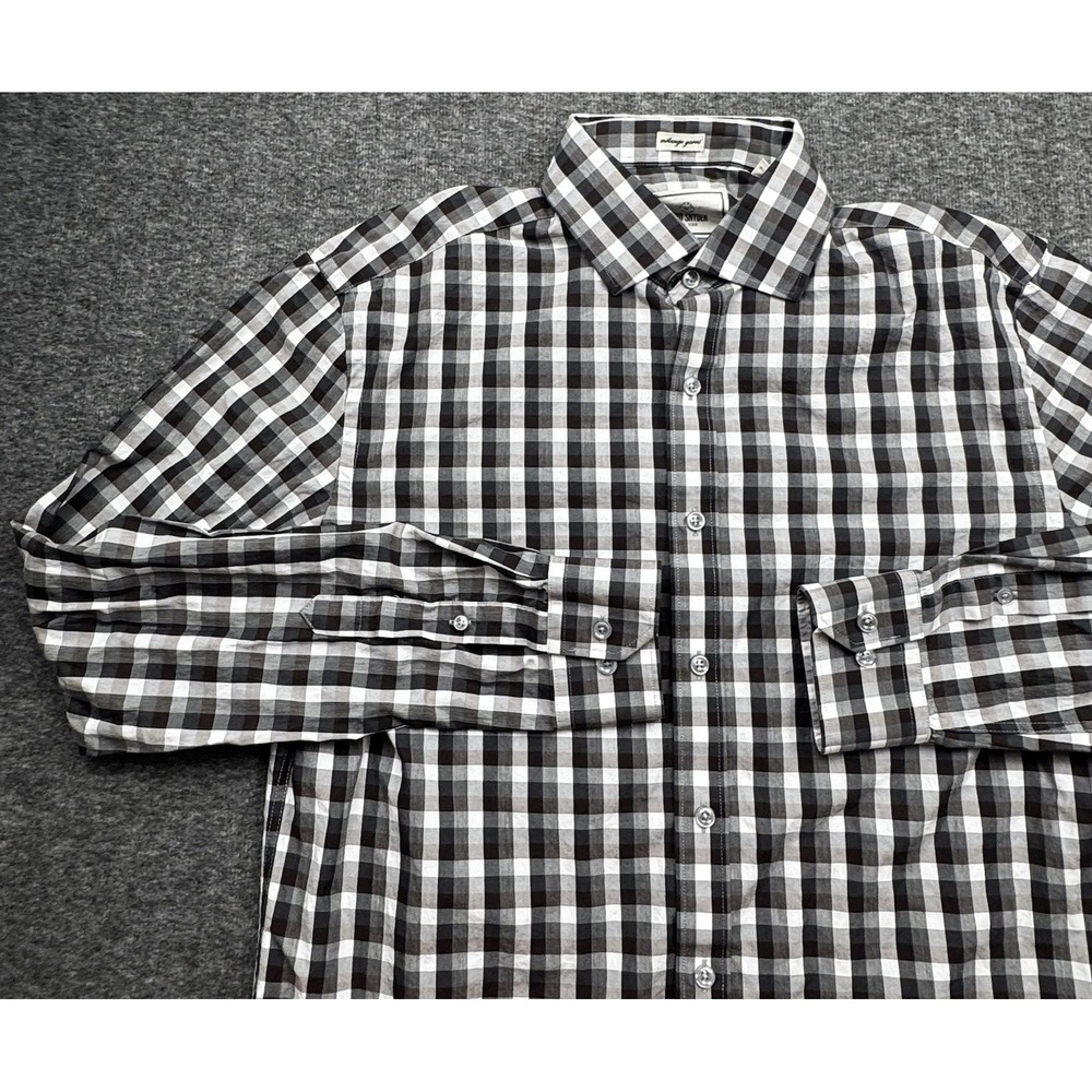 Todd Snyder Shirt Mens 16 34/35 Cotton Long Sleeve Dress Button Up Plaid‎ Black